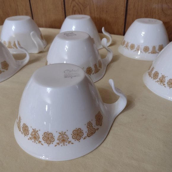 9 pcs Vintage Corelle Butterfly Gold Creamer & Sugar Bowl Set & 7 Hook Cups - Picture 10 of 12